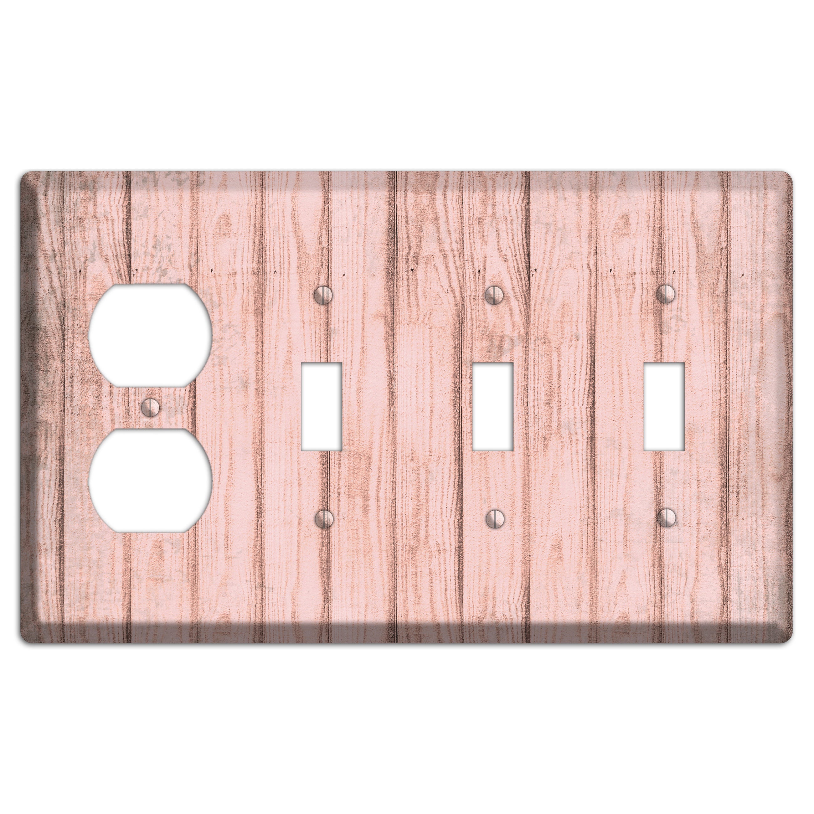 Beauty Bush Weathered Wood Duplex / 3 Toggle Wallplate