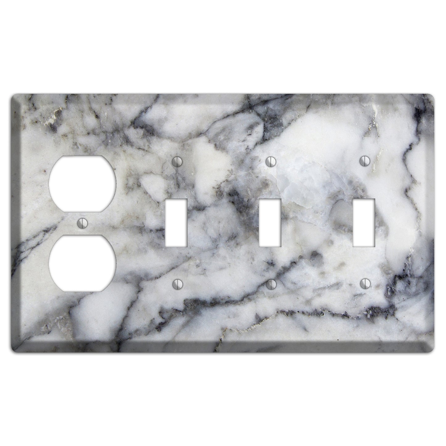 Mid Gray Marble Duplex / 3 Toggle Wallplate