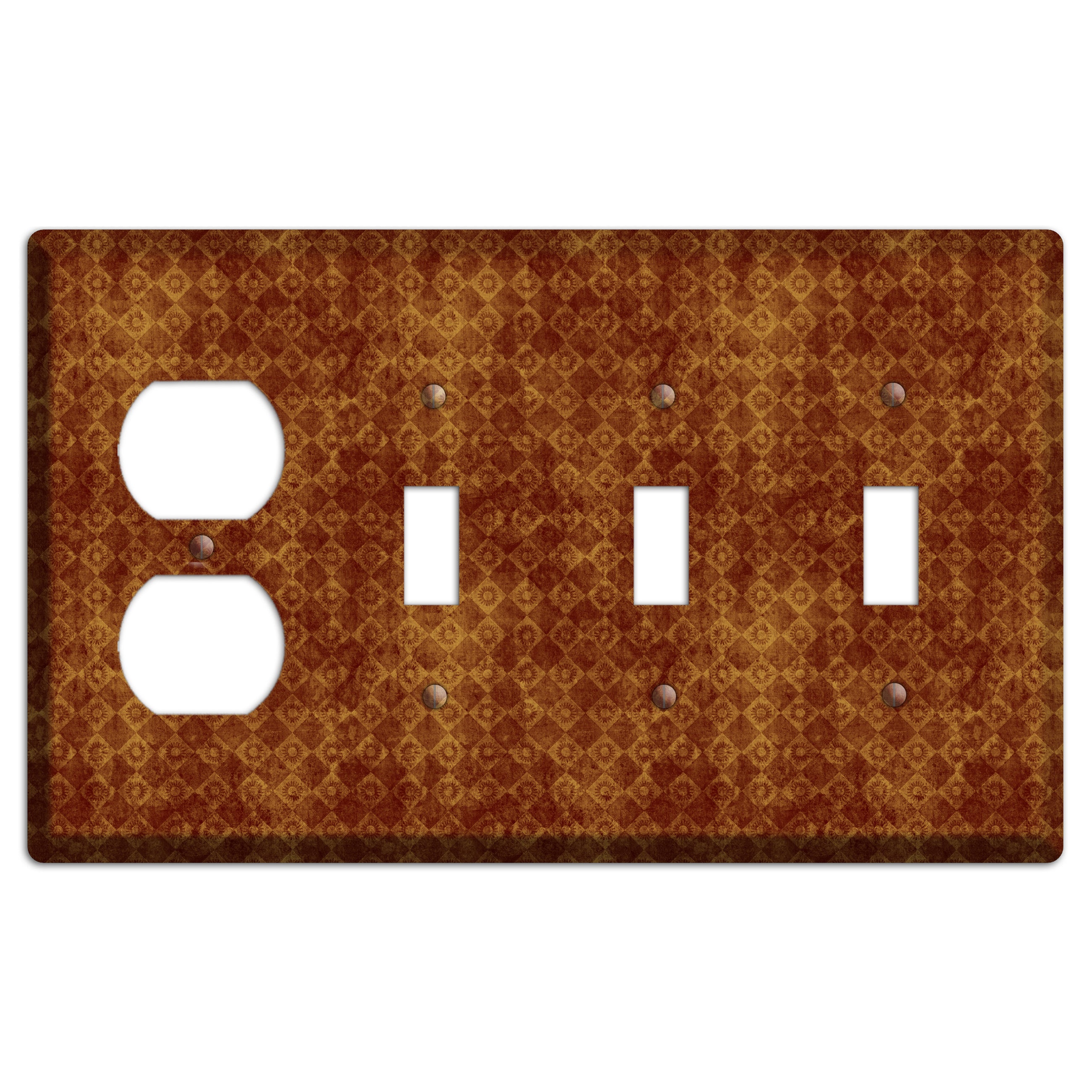 Maroon Diamond Circles Duplex / 3 Toggle Wallplate