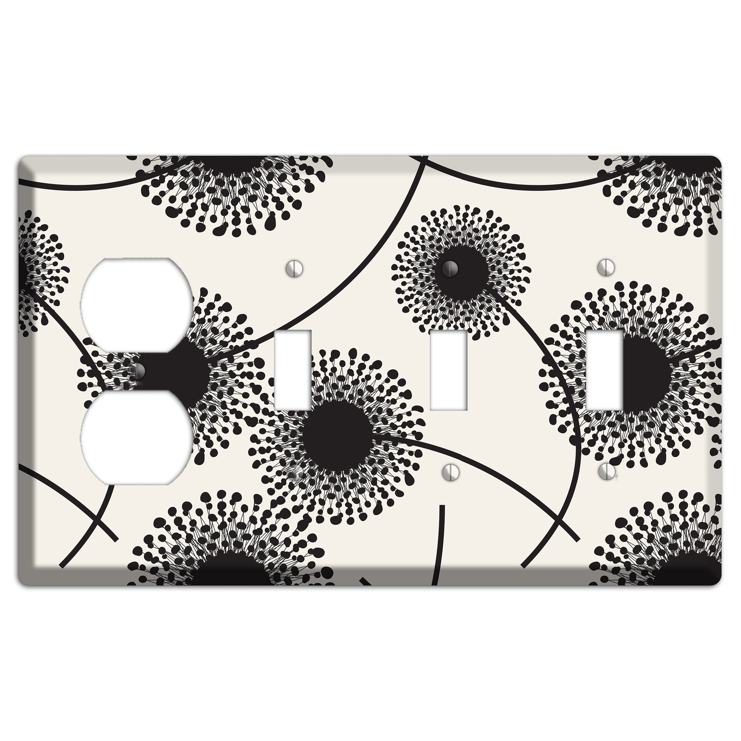 Simple Dandelion Duplex / 3 Toggle Wallplate