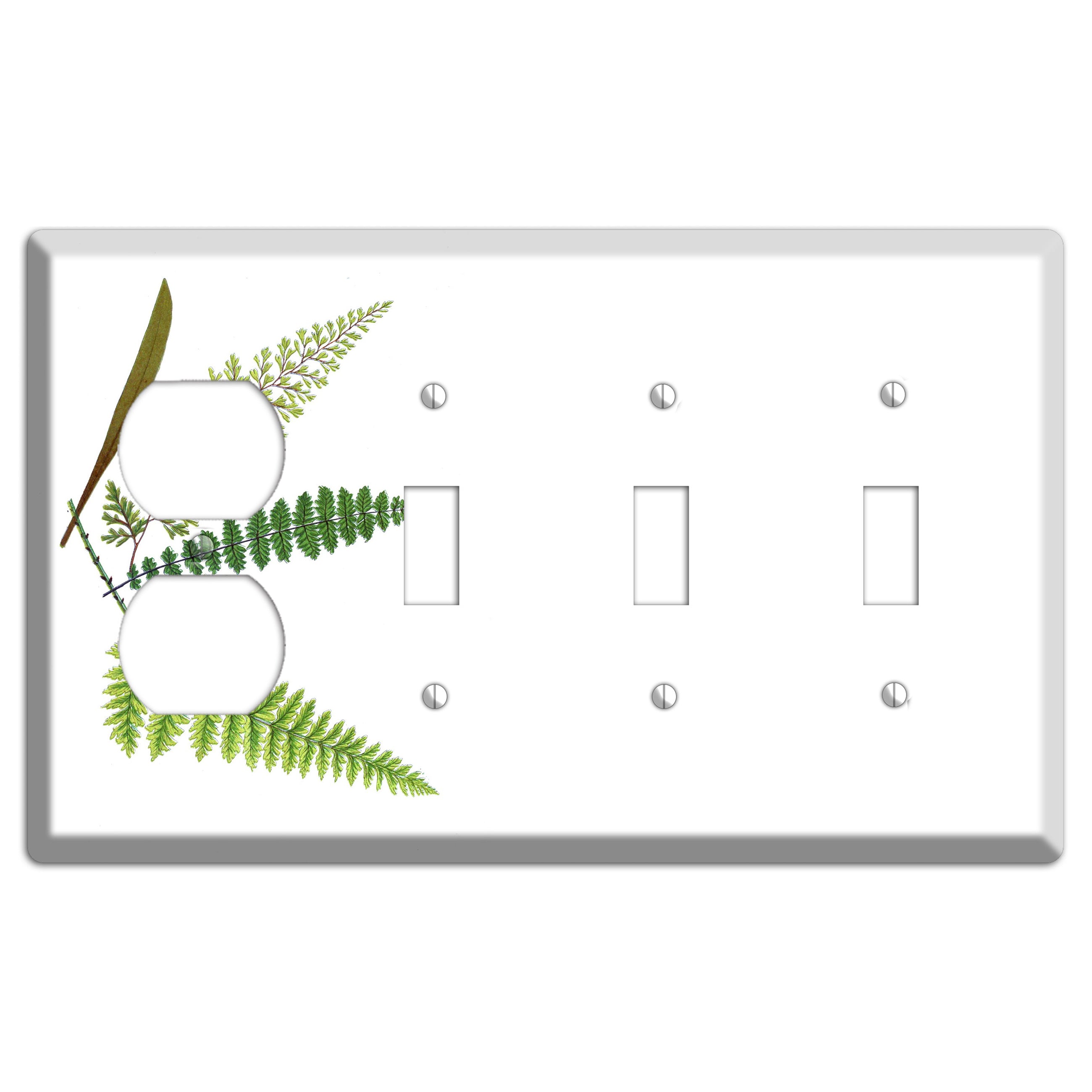 Ferns Duplex / 3 Toggle Wallplate