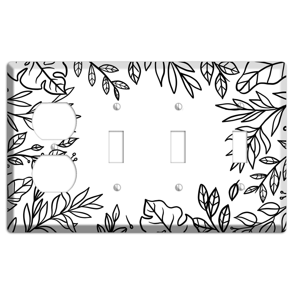 Hand-Drawn Leaves 6 Duplex / 3 Toggle Wallplate