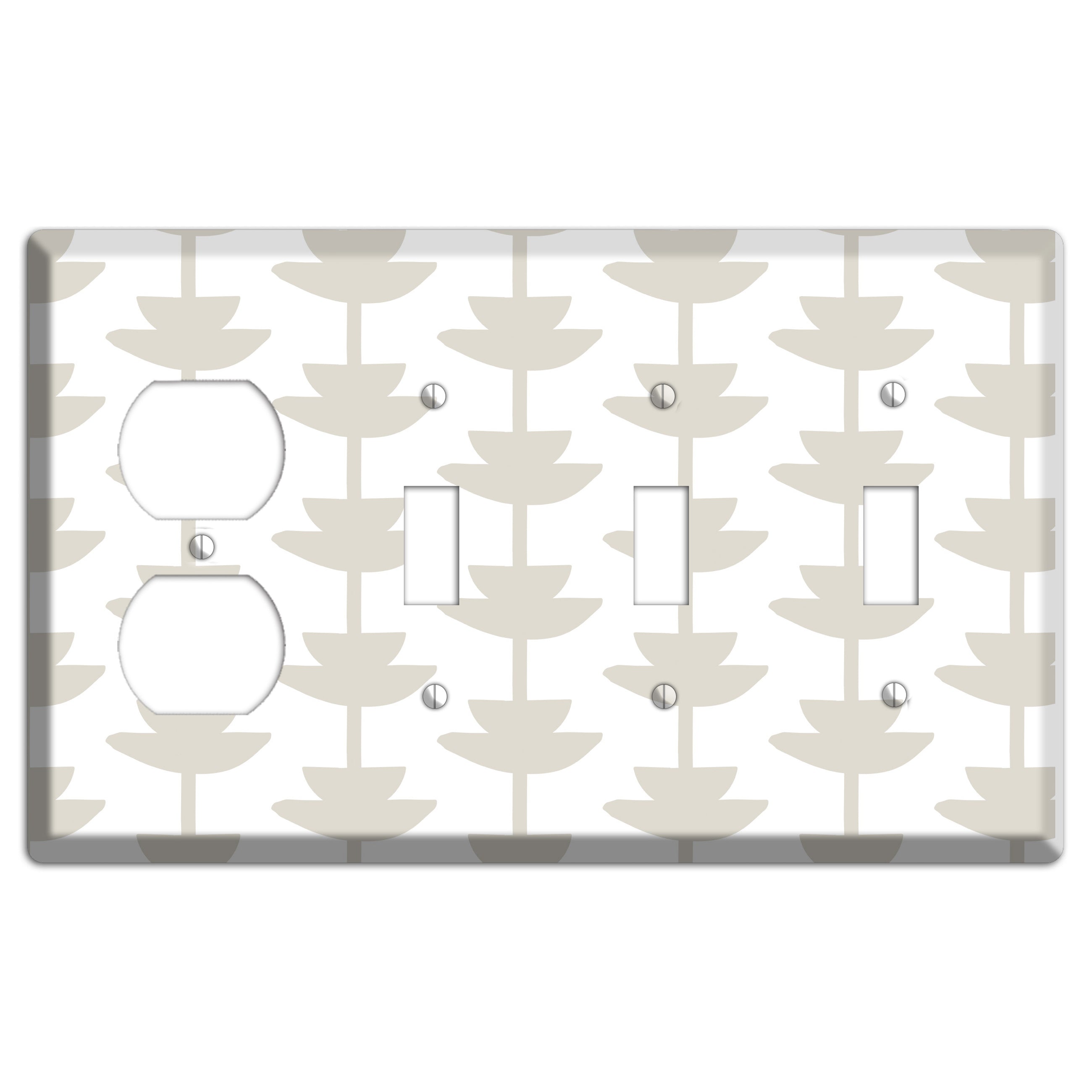Simple Scandanavian Style P Duplex / 3 Toggle Wallplate