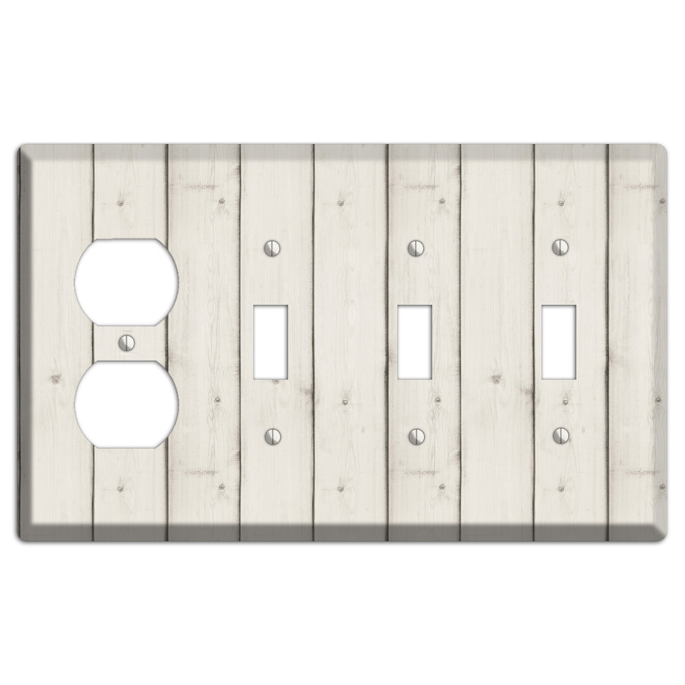 Satin Linen Antique Duplex / 3 Toggle Wallplate