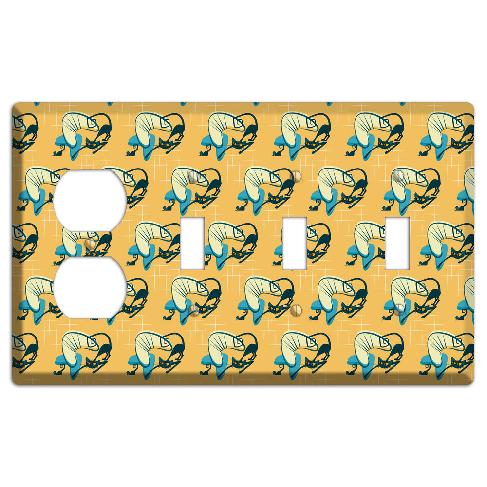 Yellow Kitties Duplex / 3 Toggle Wallplate