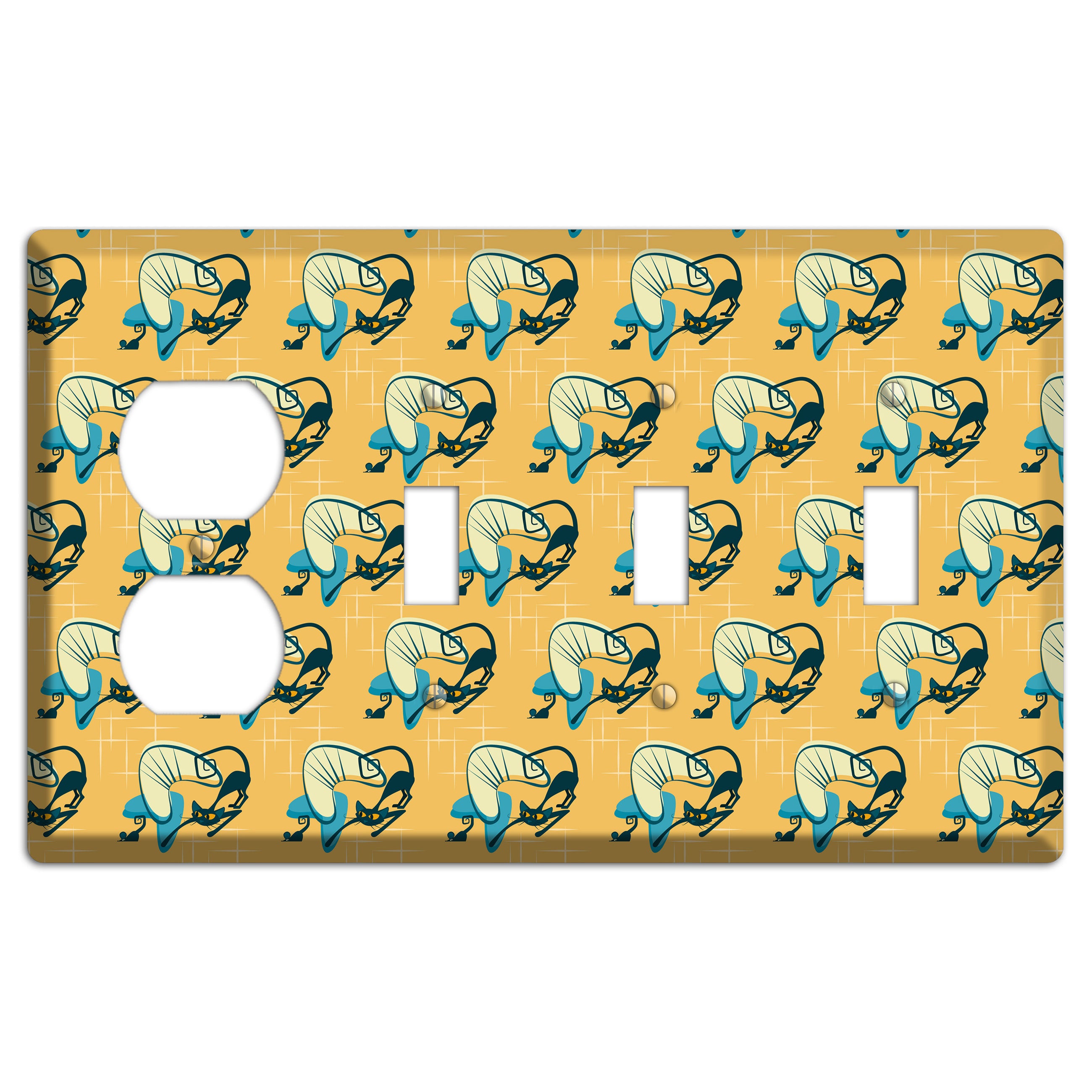 Yellow Kitties Duplex / 3 Toggle Wallplate