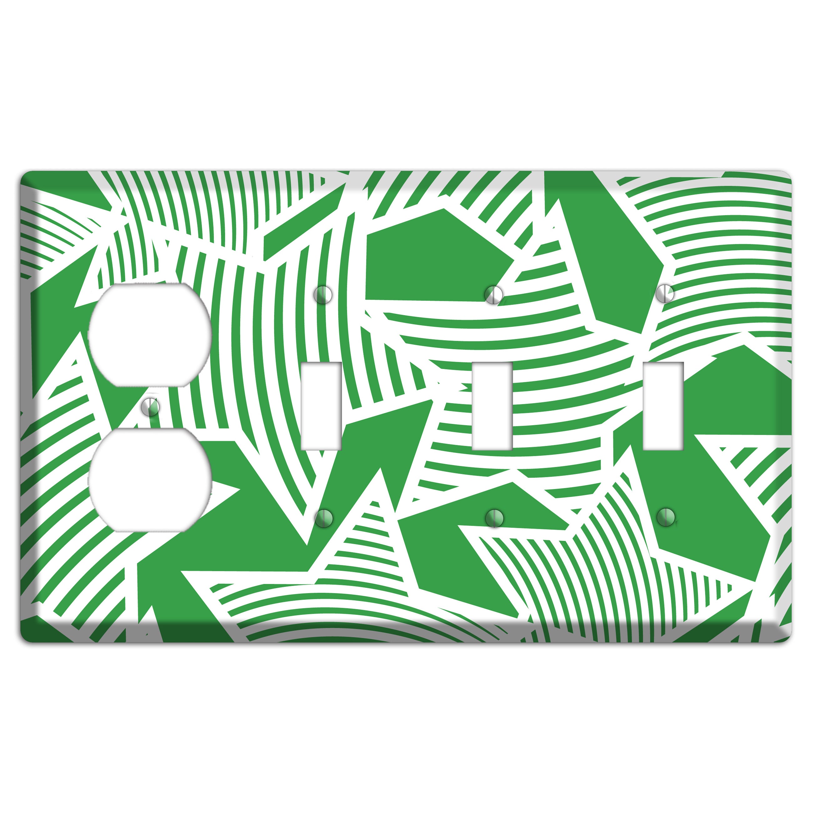 Green with Large White Stars Duplex / 3 Toggle Wallplate