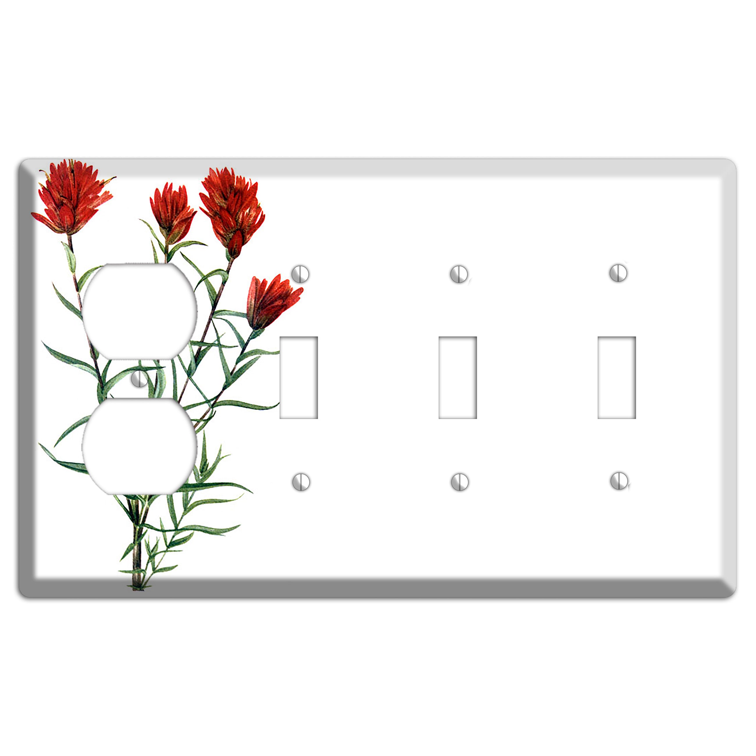 Castilleja Linarifolia Duplex / 3 Toggle Wallplate
