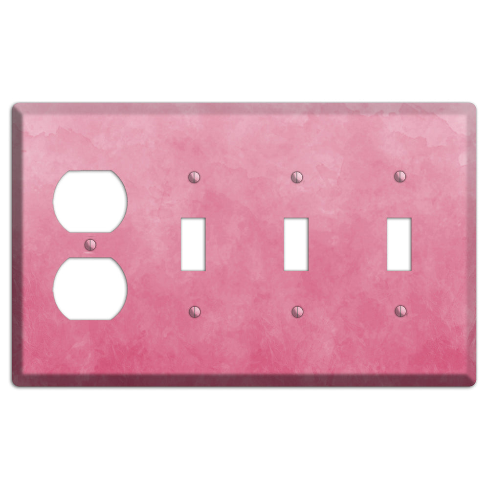 Pink Ombre Duplex / 3 Toggle Wallplate