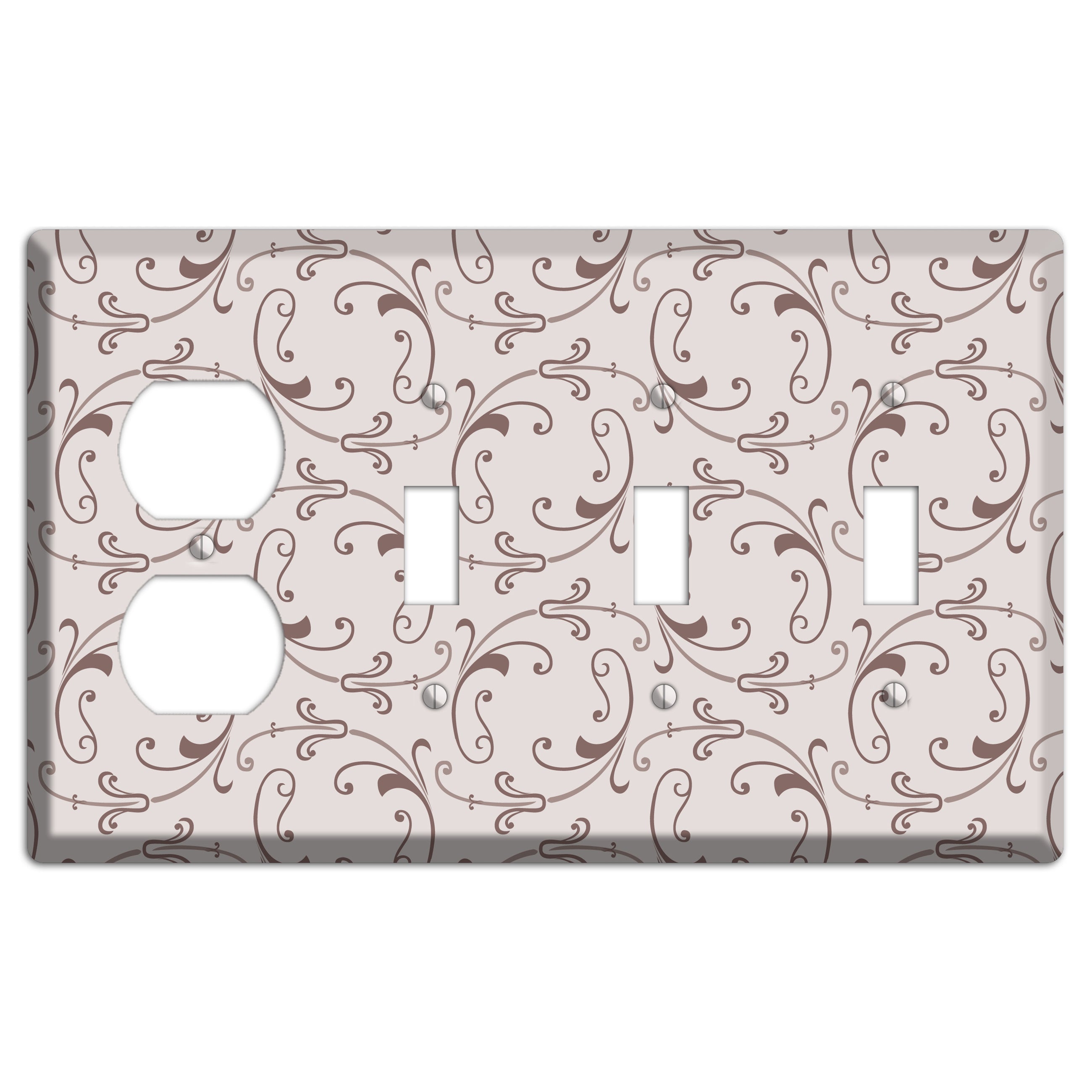 Mauve Victorian Sprig Duplex / 3 Toggle Wallplate