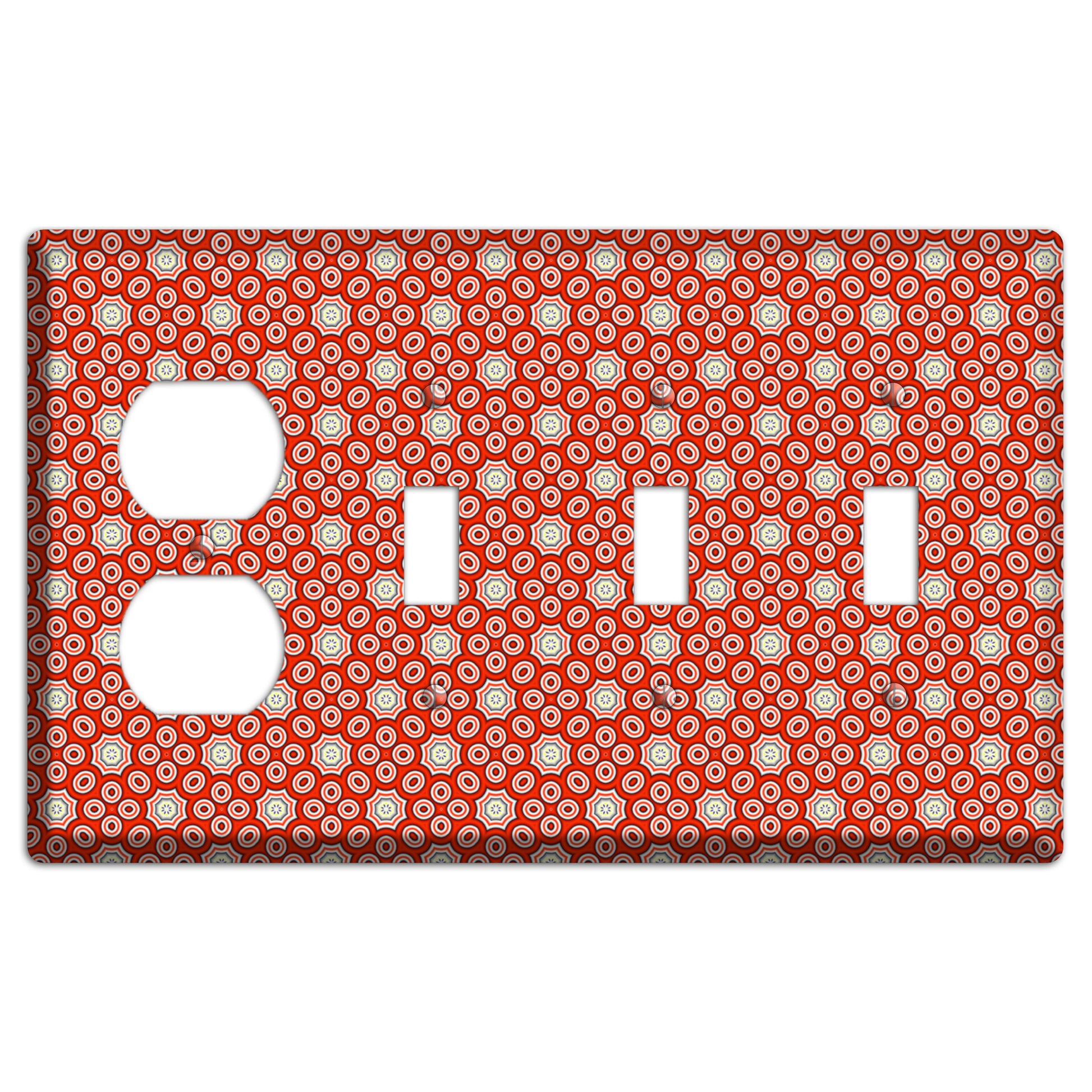 Red Foulard Duplex / 3 Toggle Wallplate