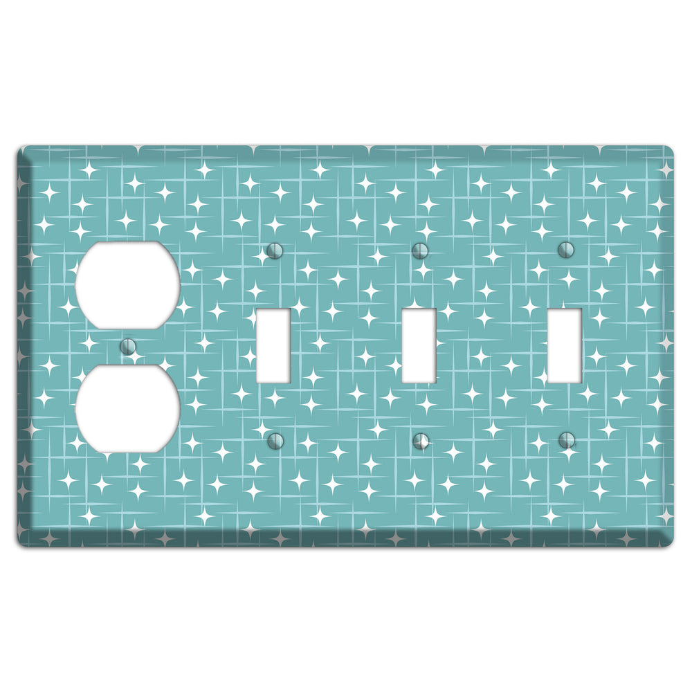 Blue Star Burst Duplex / 3 Toggle Wallplate