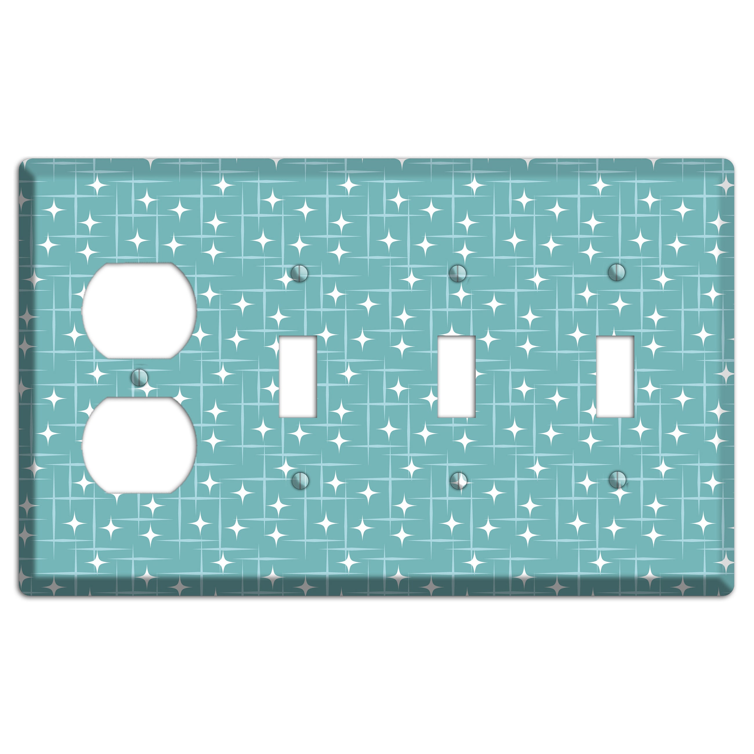 Blue Star Burst Duplex / 3 Toggle Wallplate