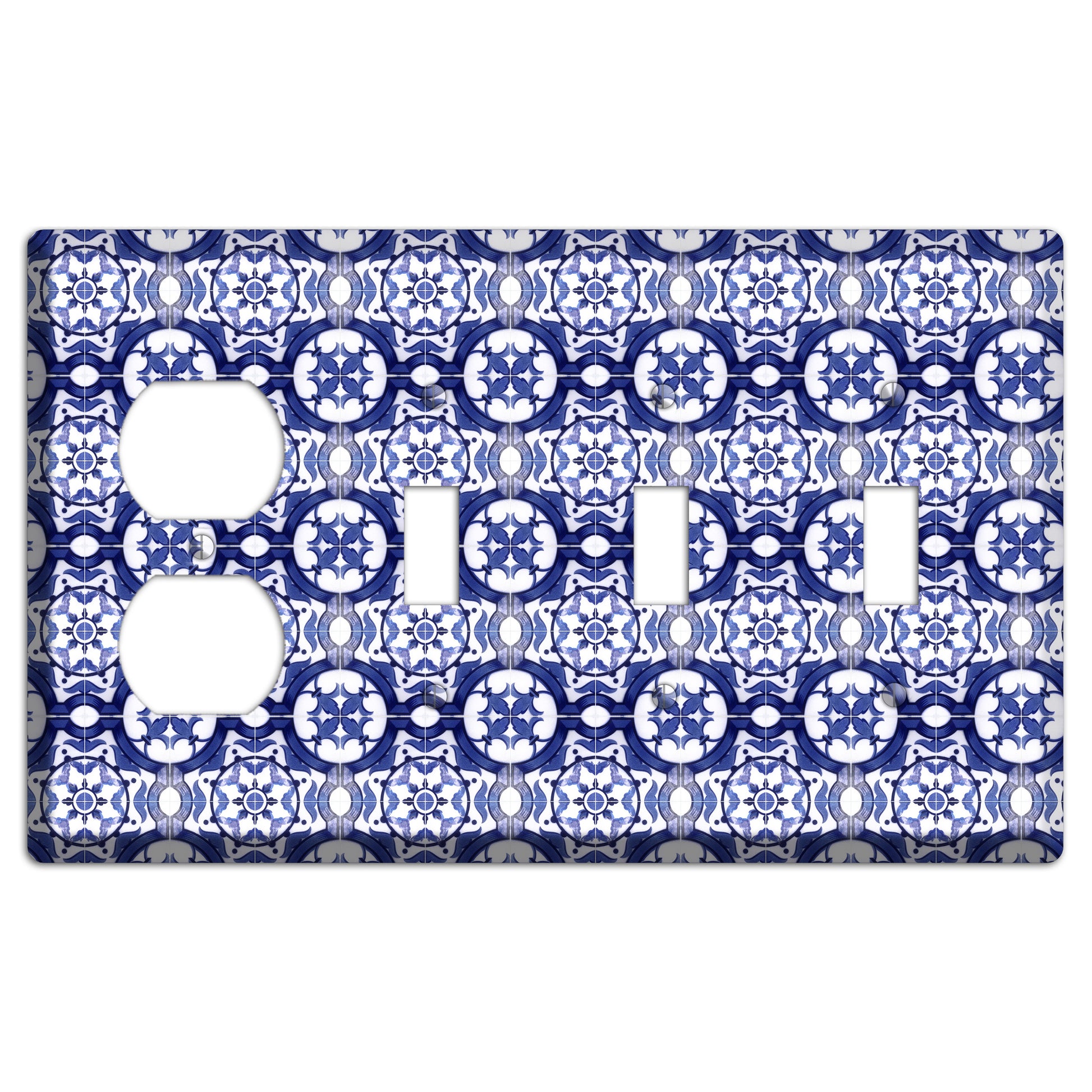 Tavira Tiles 10 Duplex / 3 Toggle Wallplate