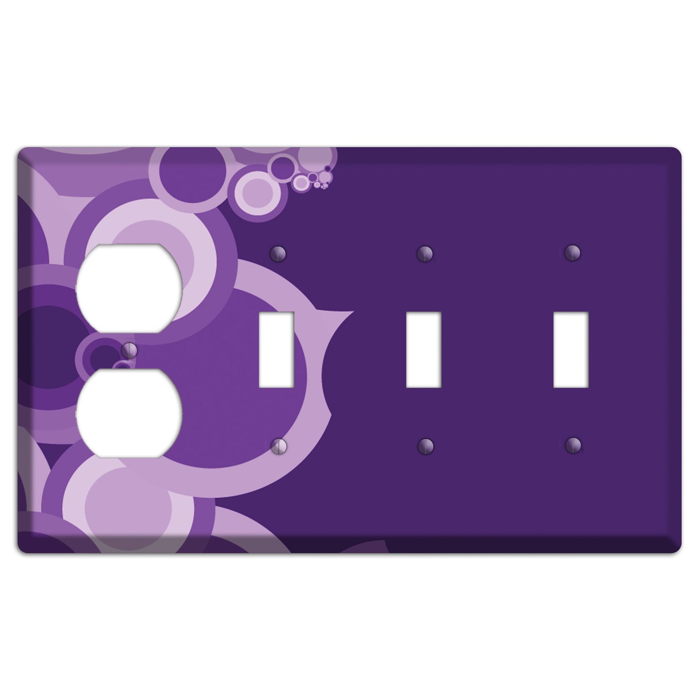 Purple Circles Duplex / 3 Toggle Wallplate