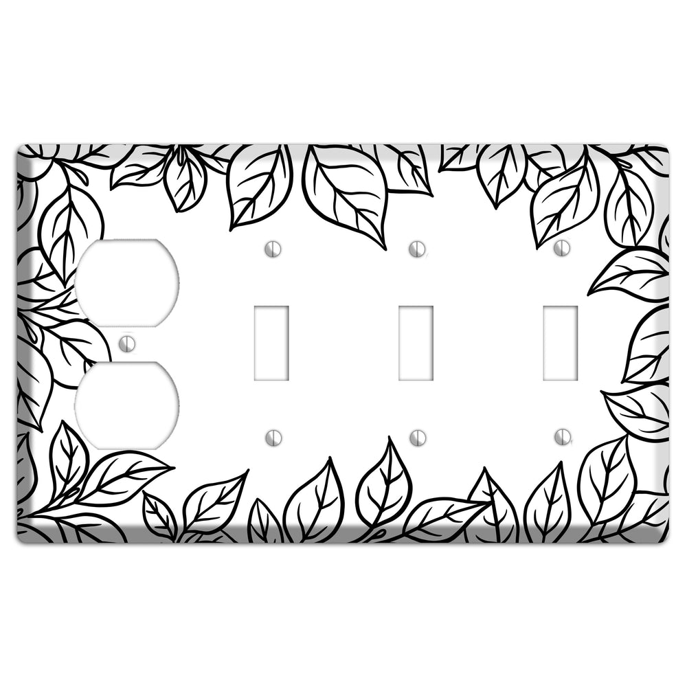 Hand-Drawn Leaves 7 Duplex / 3 Toggle Wallplate