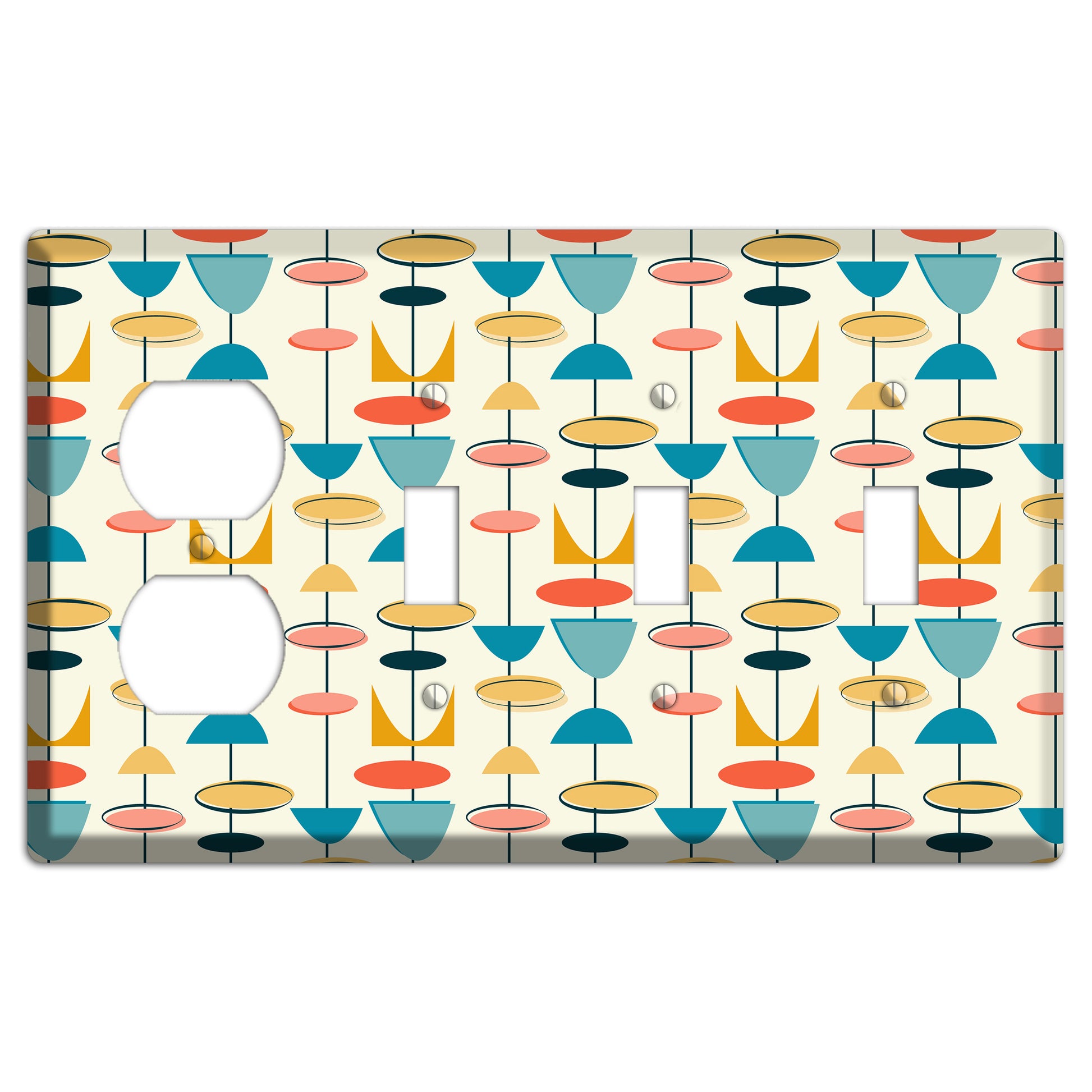 Retro Shapes Duplex / 3 Toggle Wallplate