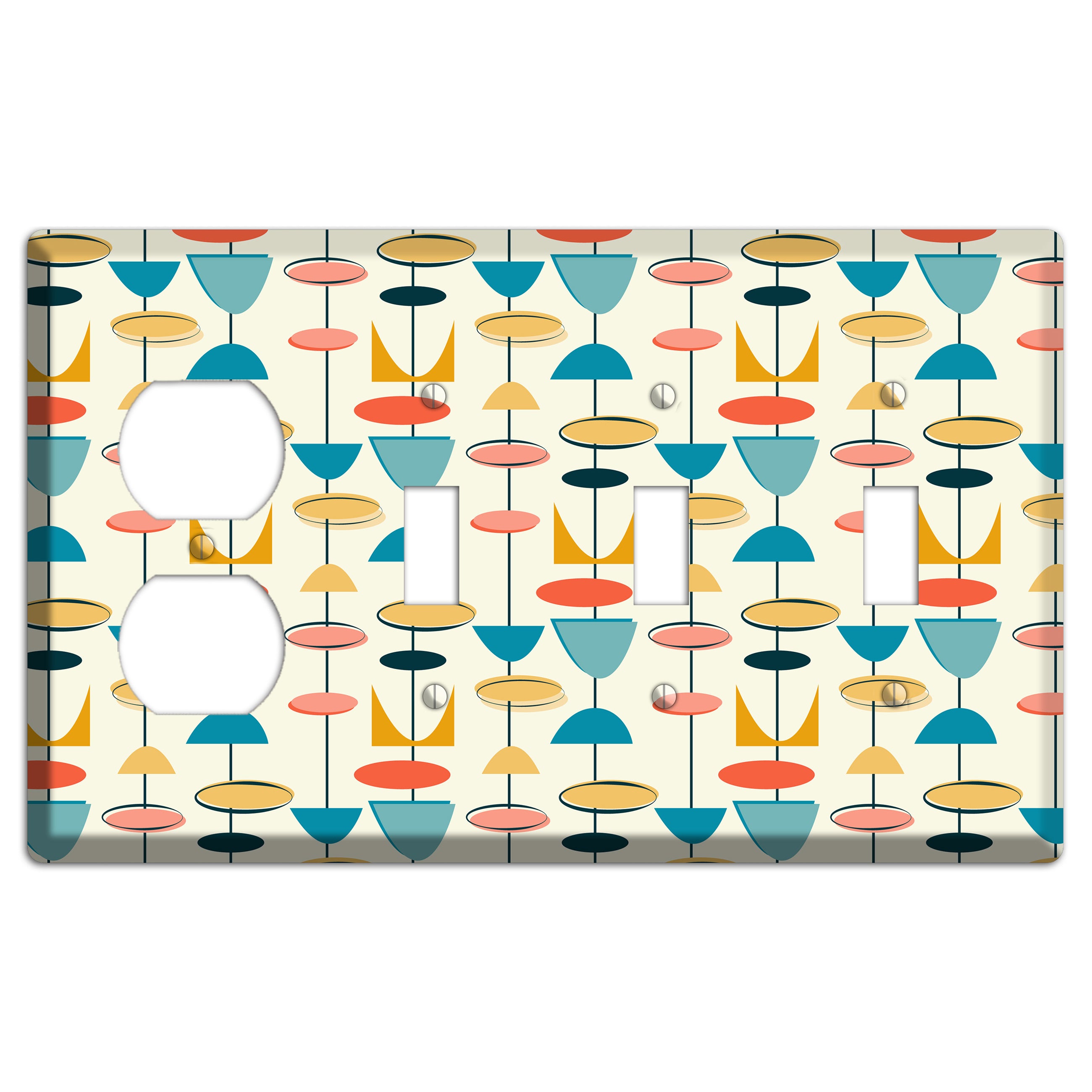 Retro Shapes Duplex / 3 Toggle Wallplate