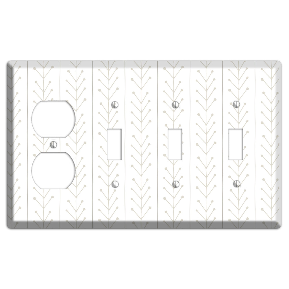 Simple Scandanavian Style F Duplex / 3 Toggle Wallplate