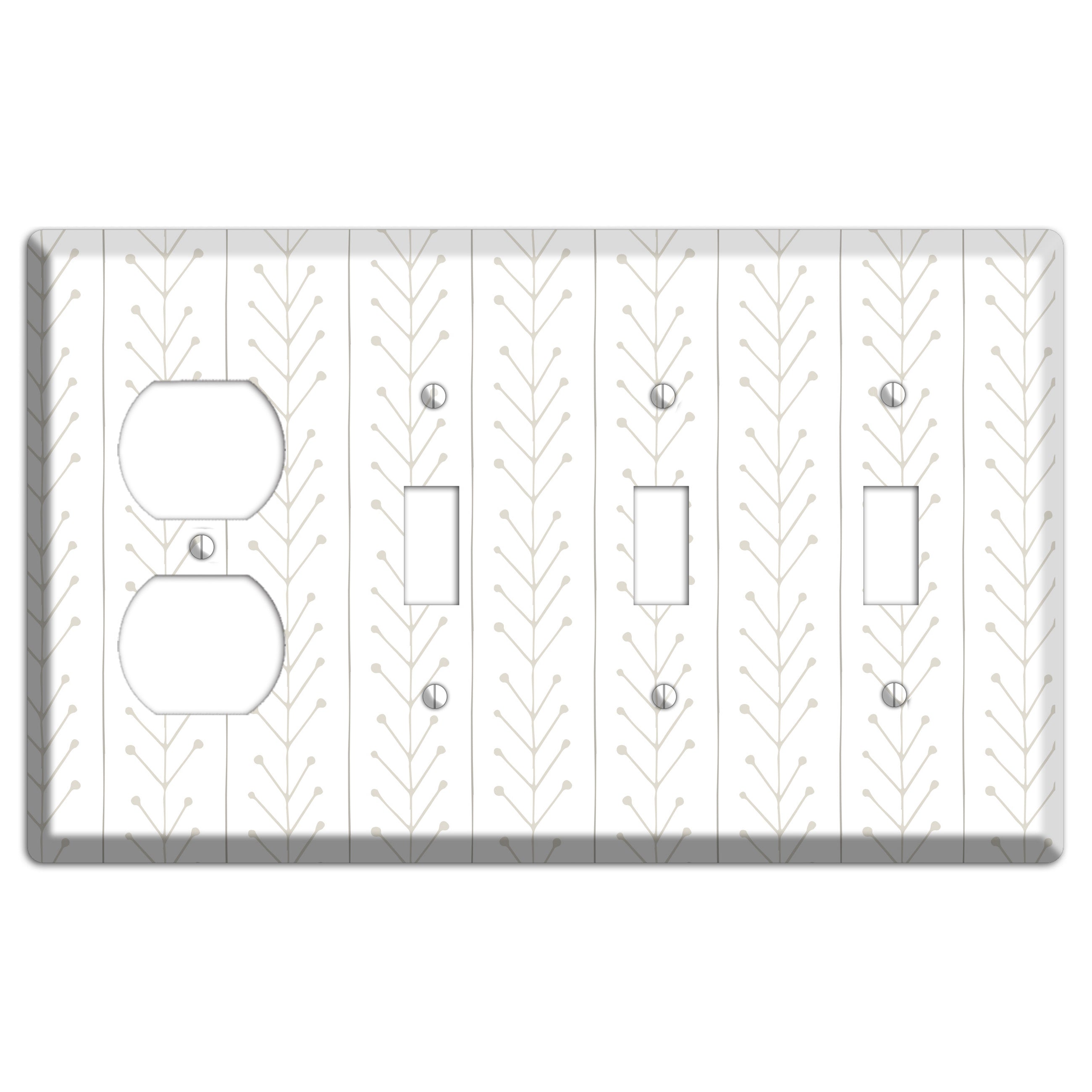 Simple Scandanavian Style F Duplex / 3 Toggle Wallplate