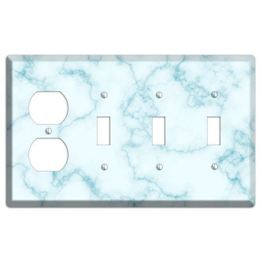 Blue Stained Marble Duplex / 3 Toggle Wallplate