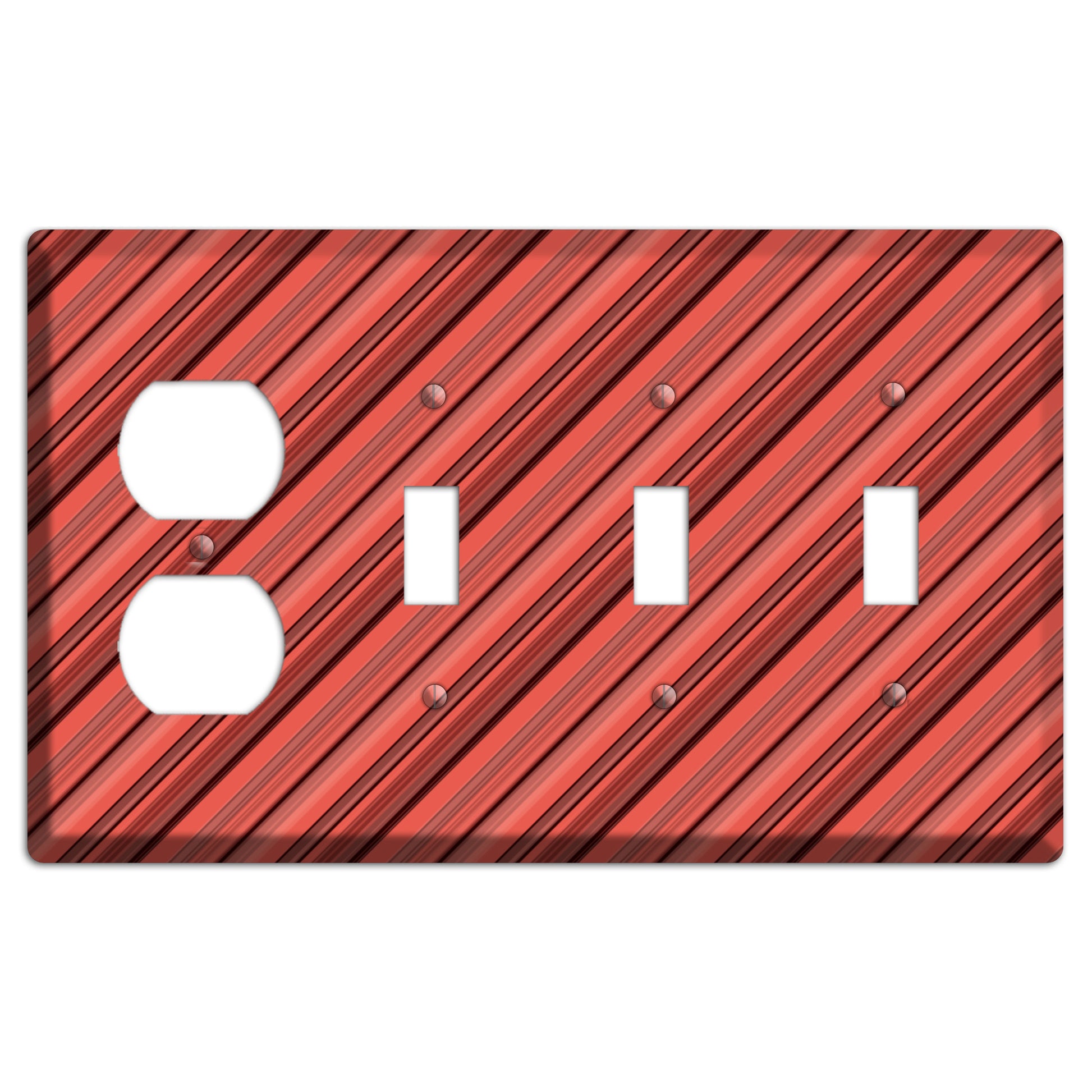 Red Stripes 2 Duplex / 3 Toggle Wallplate