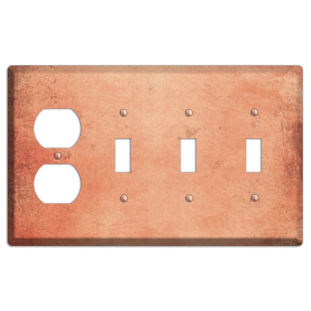 Tonys pink Vintage Grunge Duplex / 3 Toggle Wallplate