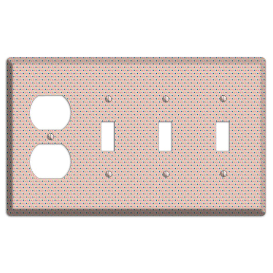 Multi Dusty Pink Tiny Dots Duplex / 3 Toggle Wallplate