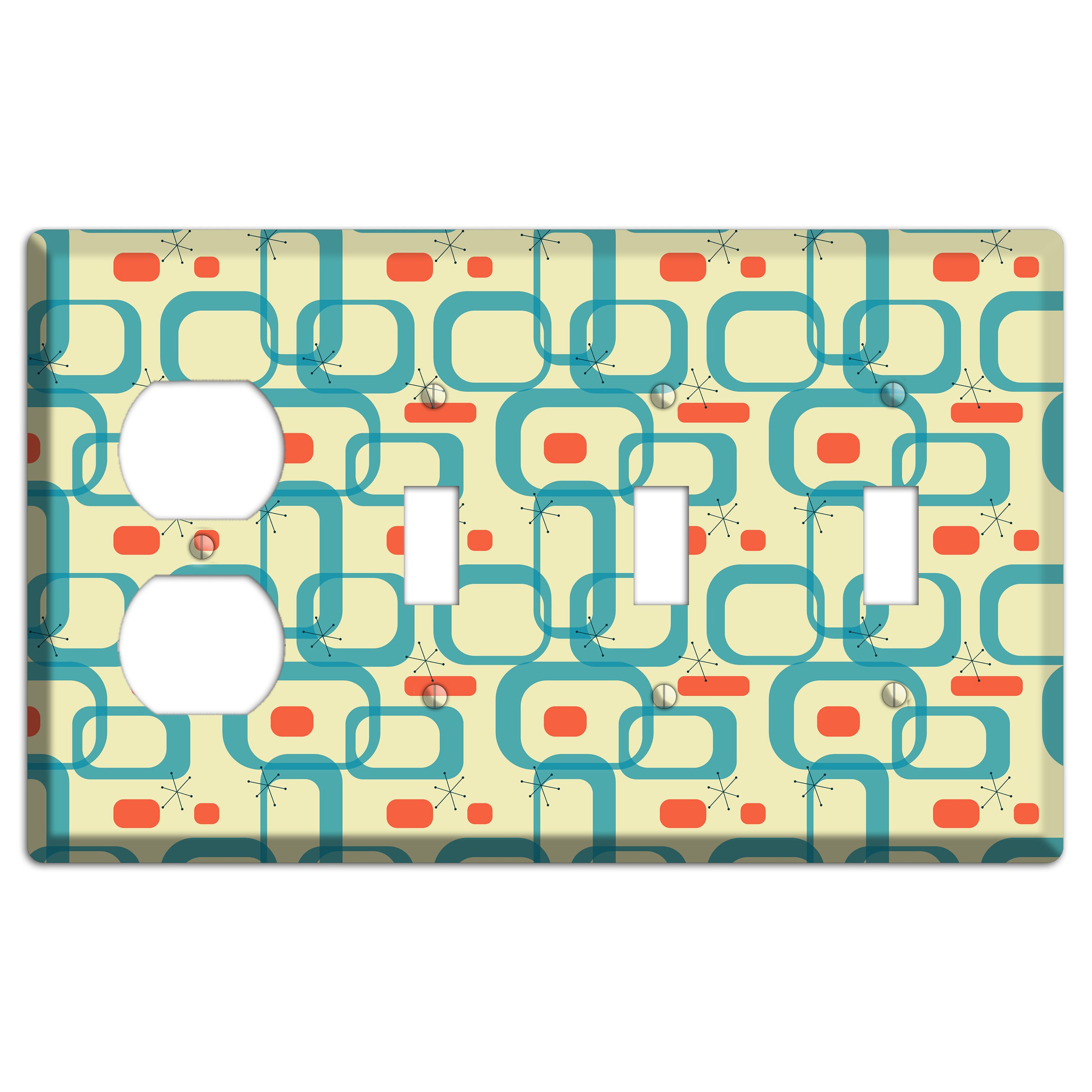 Blue and Yellow Oval Duplex / 3 Toggle Wallplate