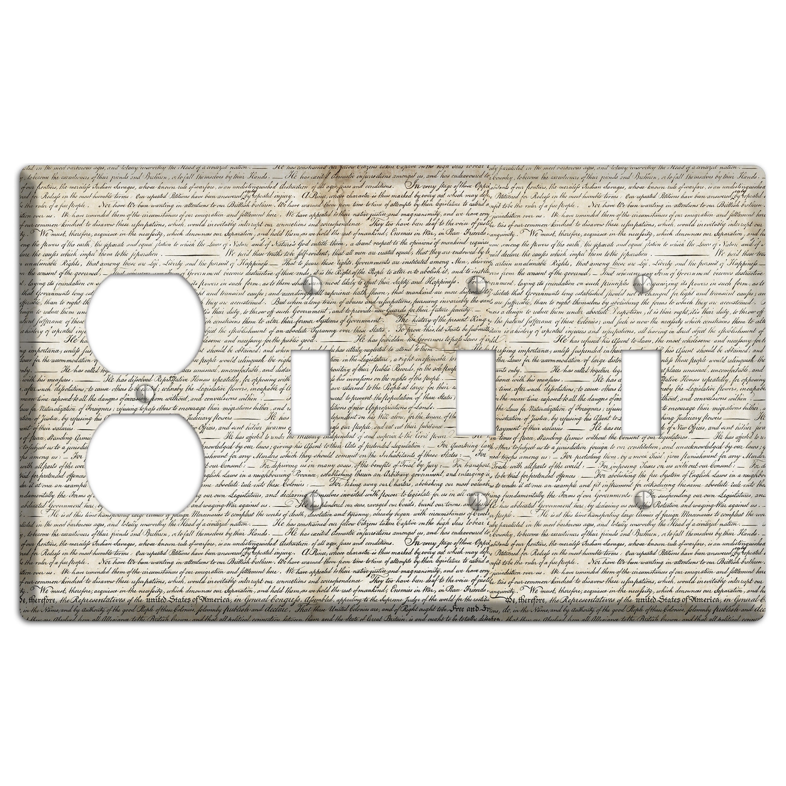Stained Script Duplex / 3 Toggle Wallplate