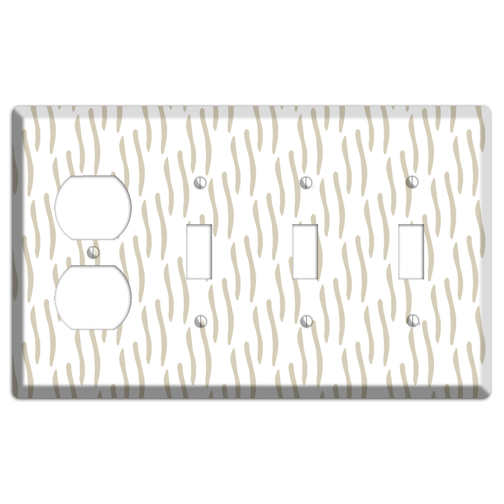Simple Scandanavian Style J Duplex / 3 Toggle Wallplate