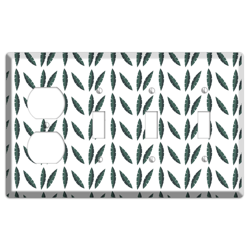 Leaves Style HH Duplex / 3 Toggle Wallplate