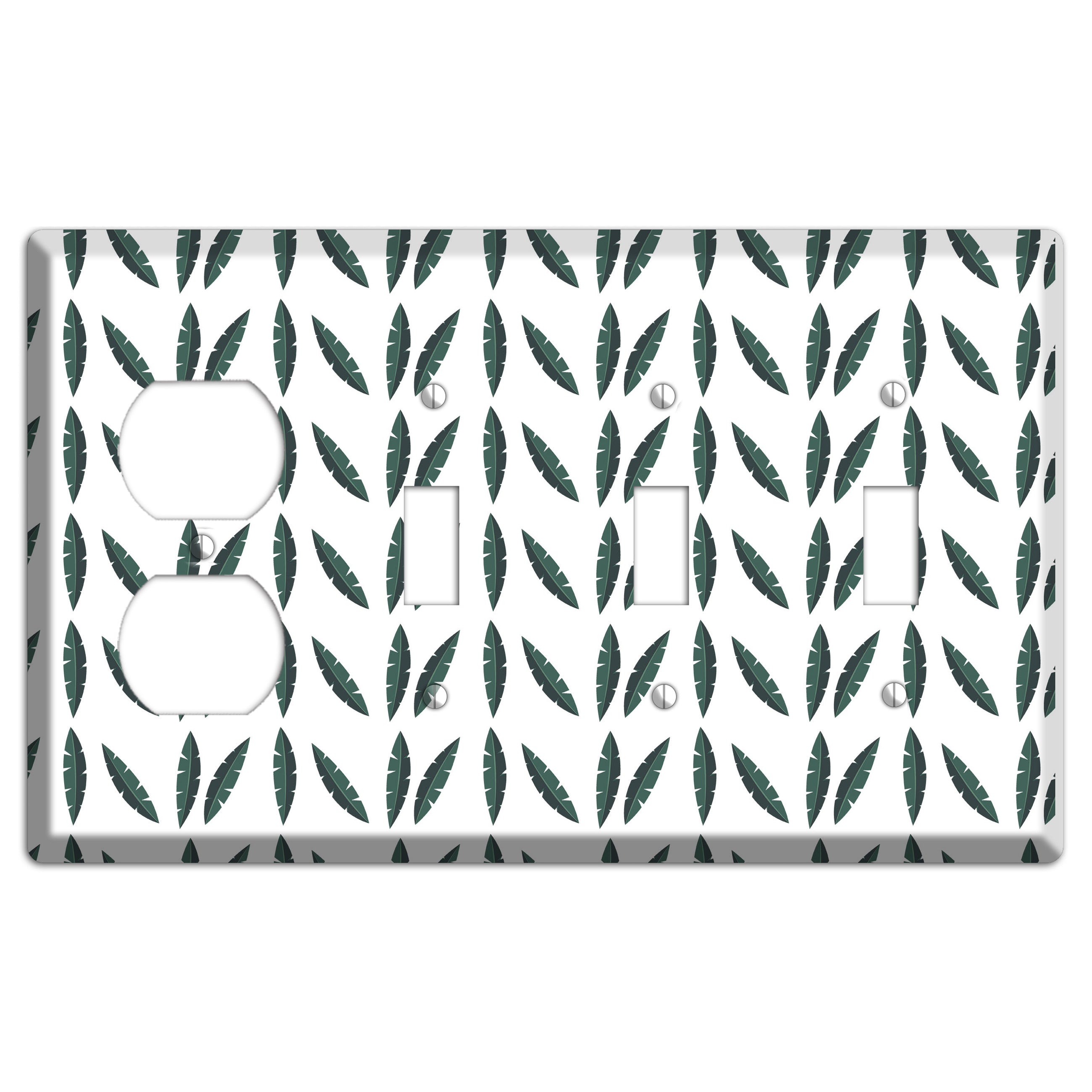 Leaves Style HH Duplex / 3 Toggle Wallplate