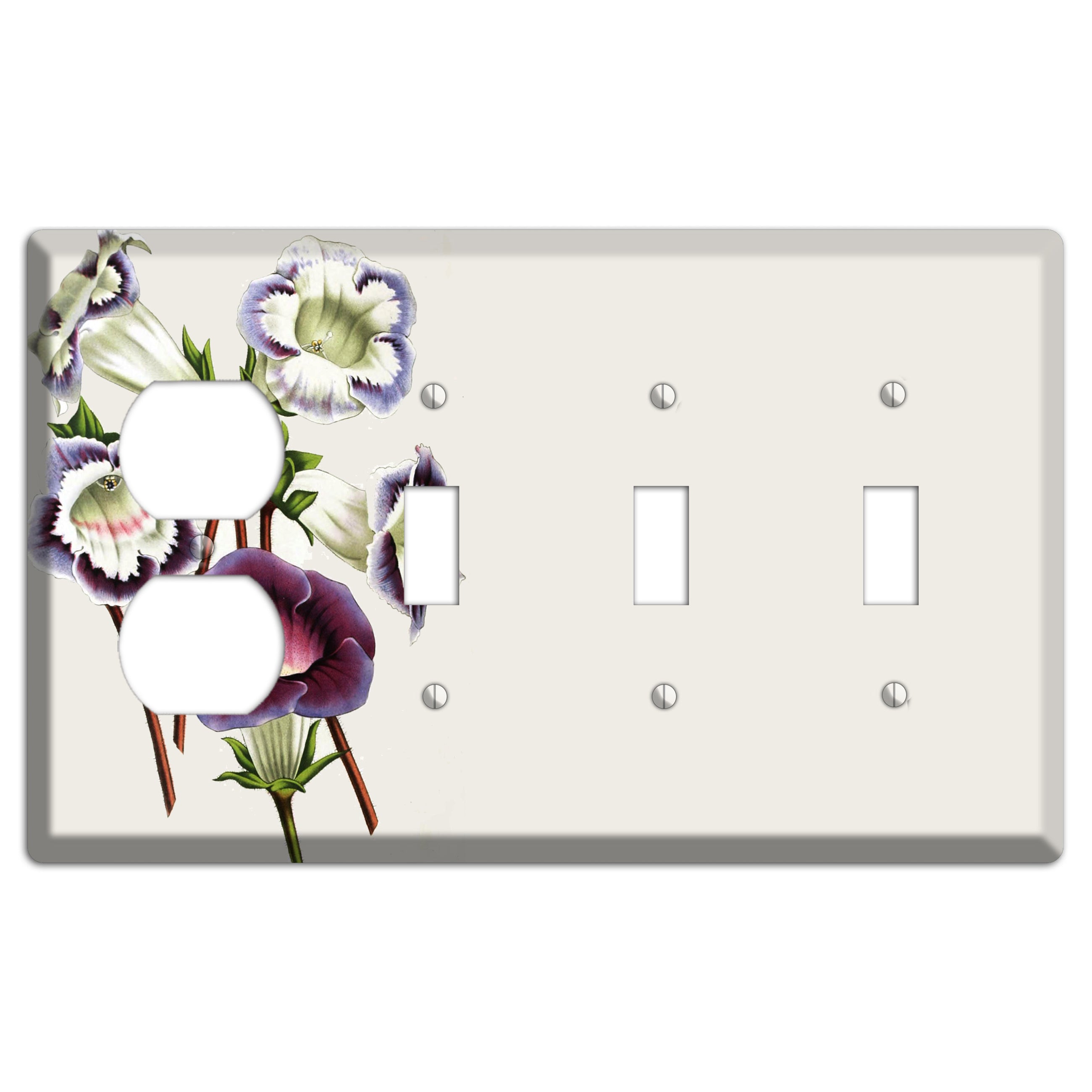 Gloxinas Duplex / 3 Toggle Wallplate
