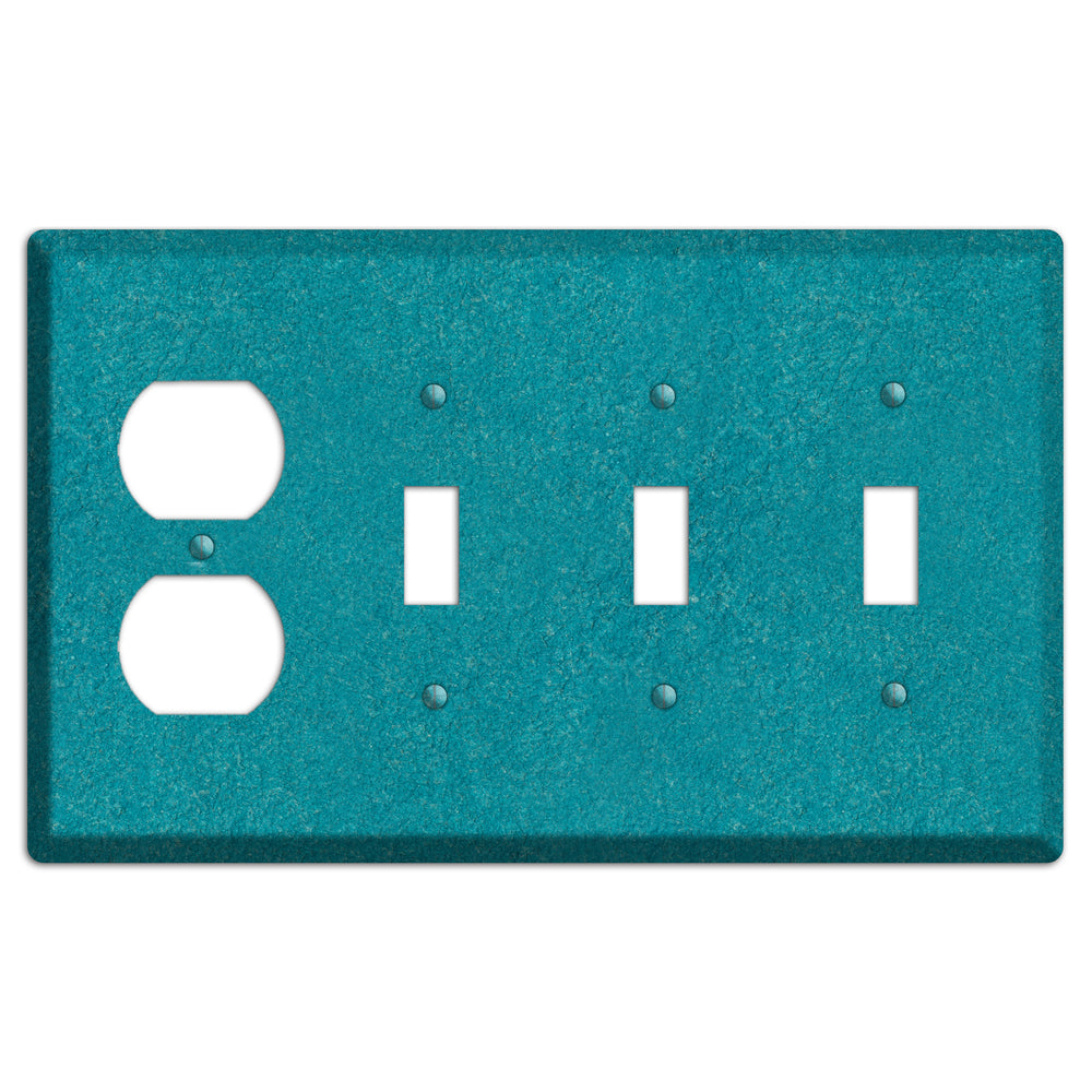 Stucco Teal Duplex / 3 Toggle Wallplate