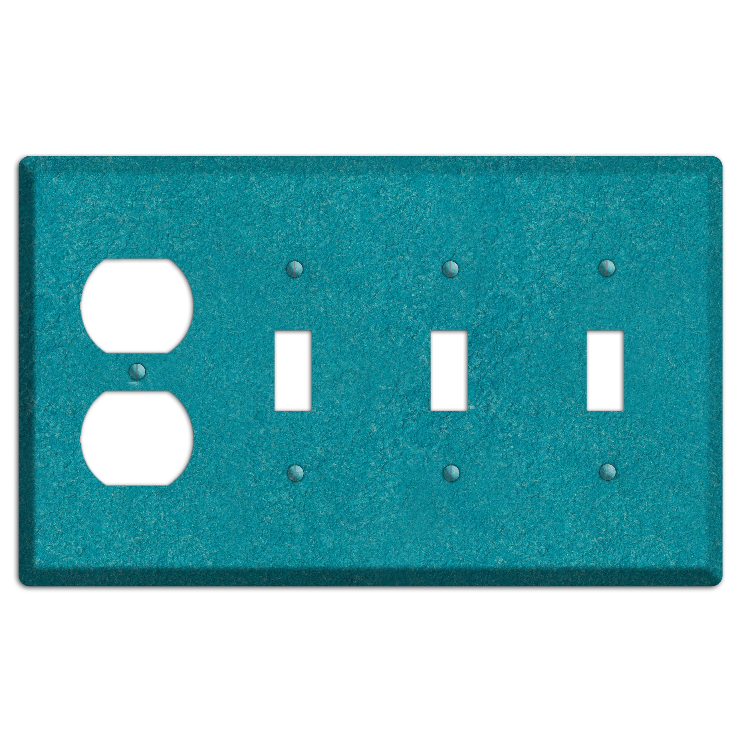 Stucco Teal Duplex / 3 Toggle Wallplate