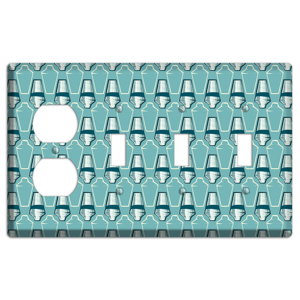 Cocktail Shakers Duplex / 3 Toggle Wallplate