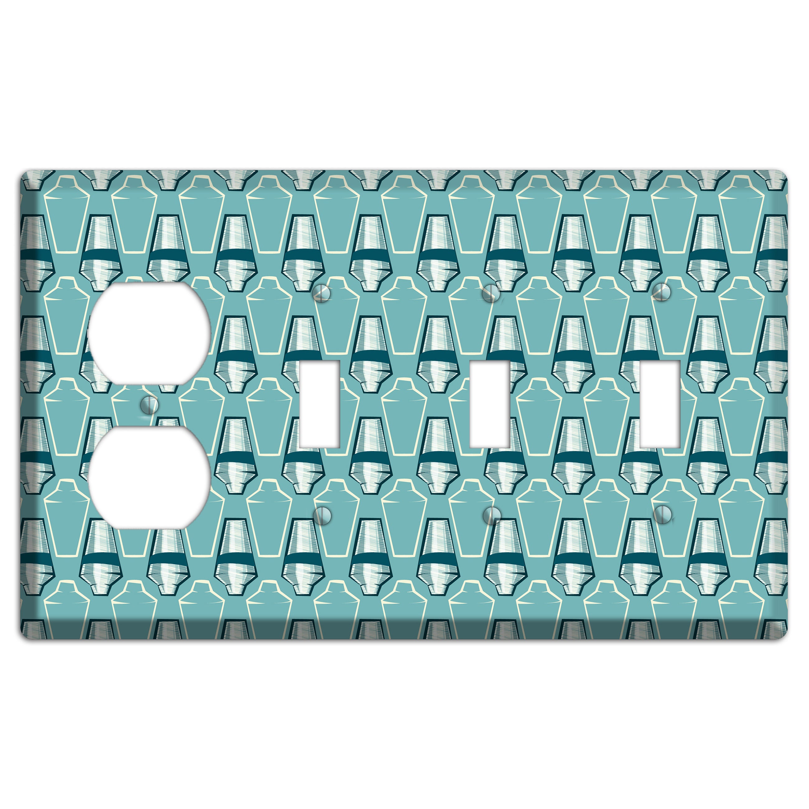 Cocktail Shakers Duplex / 3 Toggle Wallplate