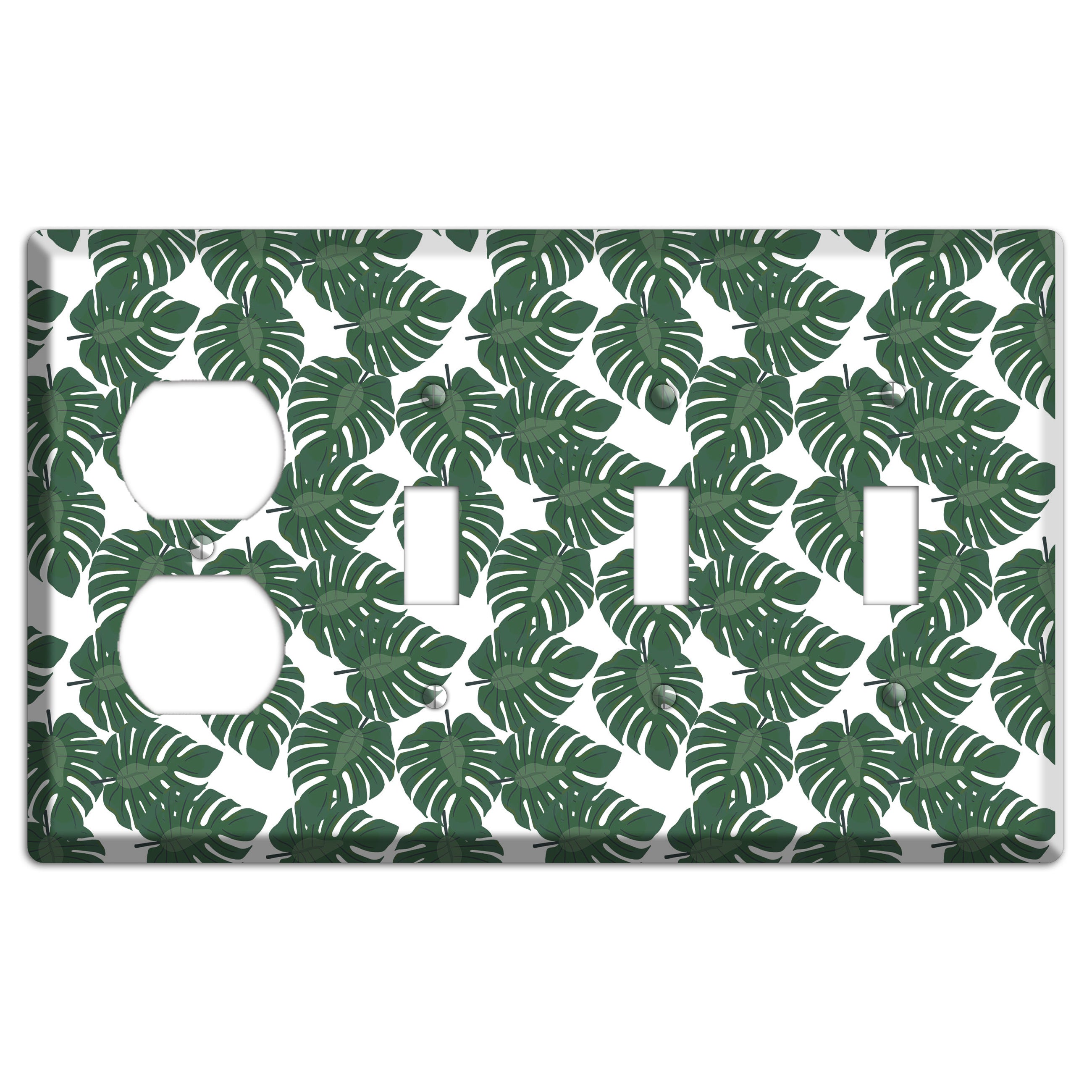 Leaves Style EE Duplex / 3 Toggle Wallplate