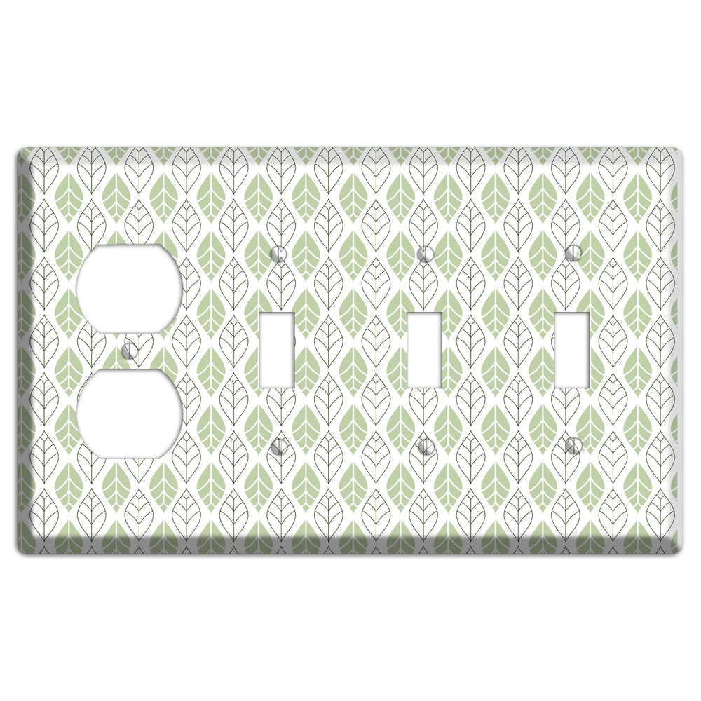 Leaves Style W Duplex / 3 Toggle Wallplate