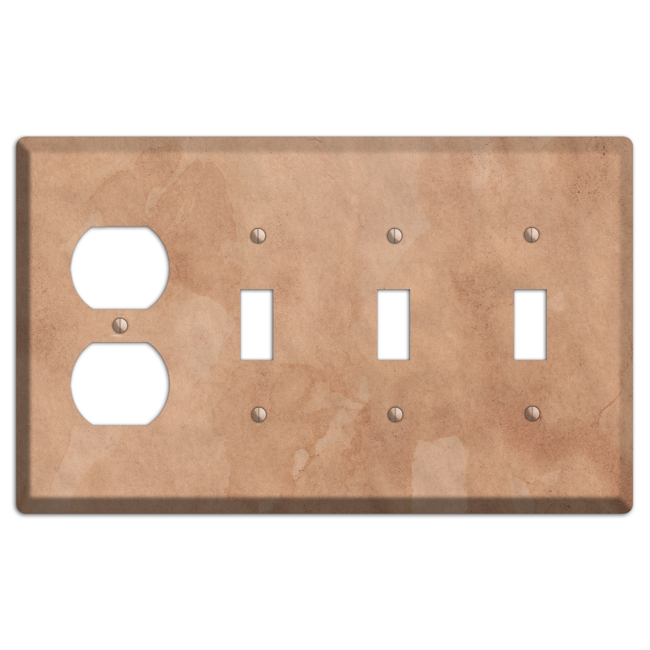 Aged Paper 3 Duplex / 3 Toggle Wallplate