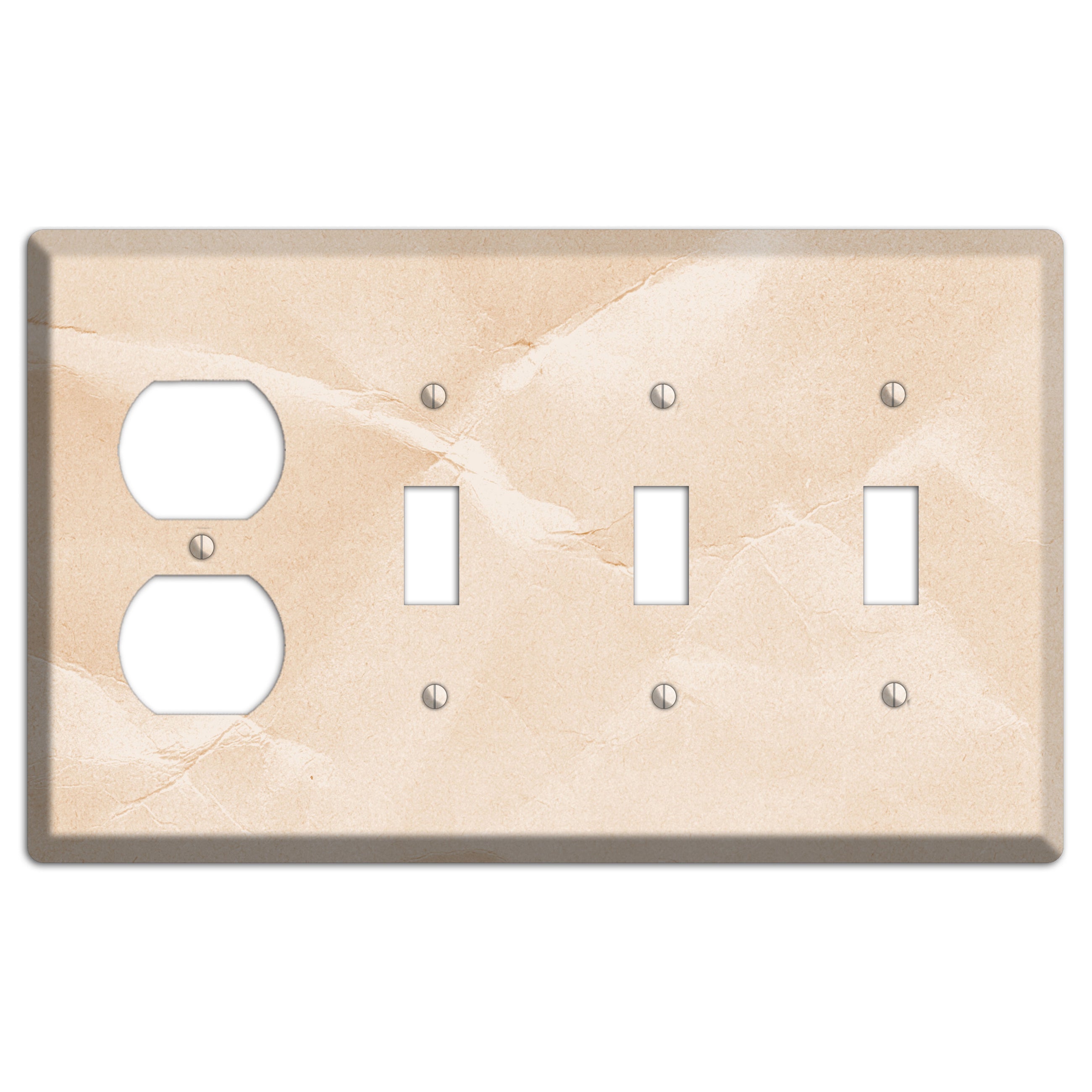 Almond Neutral Texture Duplex / 3 Toggle Wallplate