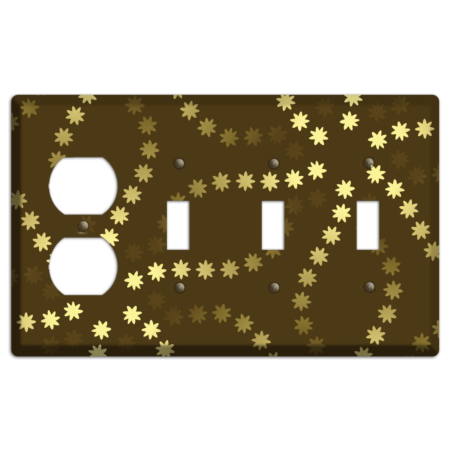 Multi Olive Constellation Duplex / 3 Toggle Wallplate