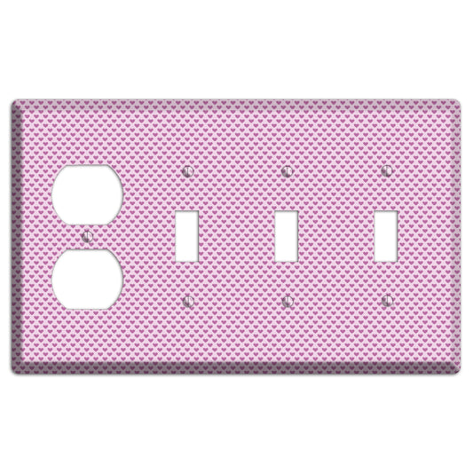 Pink Hearts Duplex / 3 Toggle Wallplate