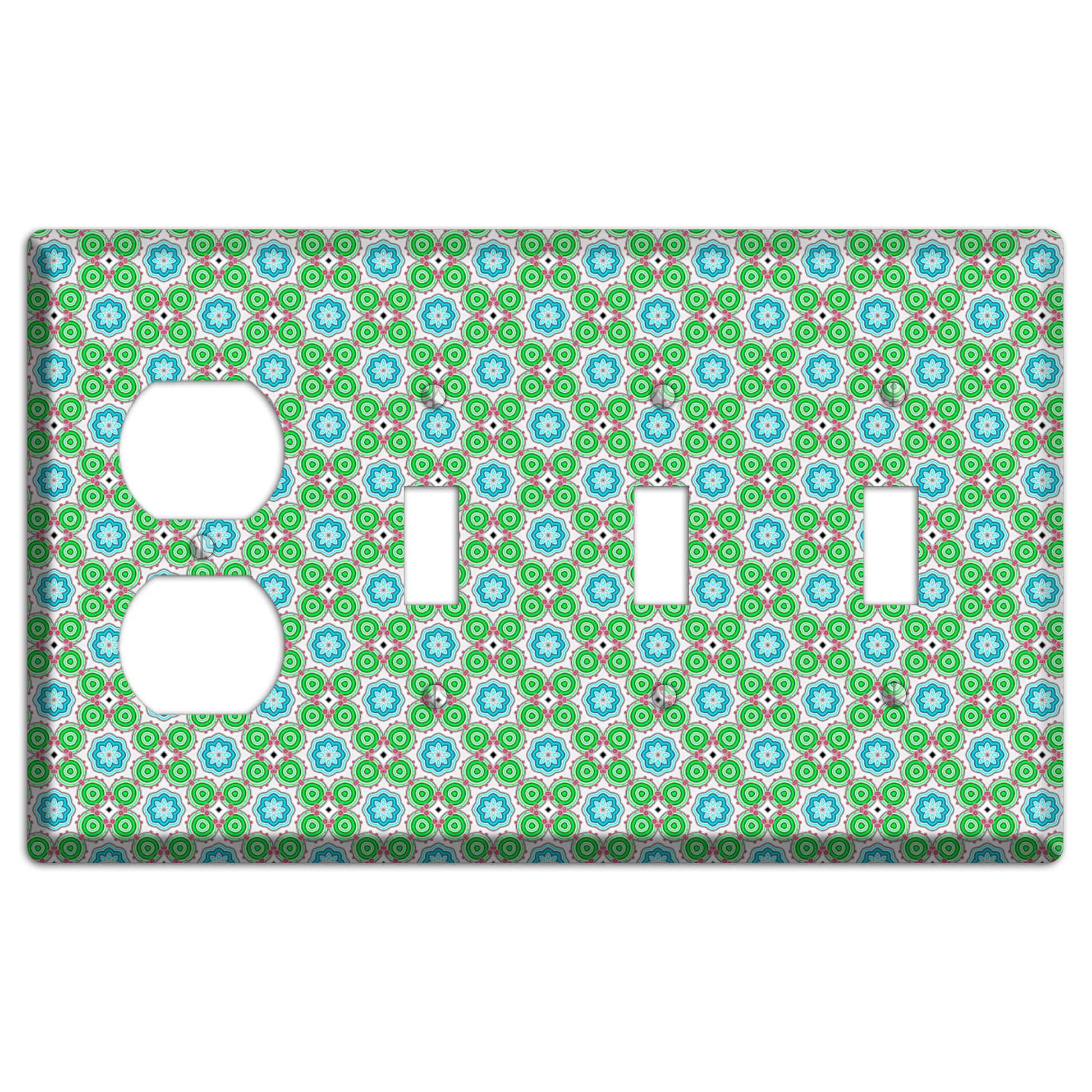 Green Foulard 5 Duplex / 3 Toggle Wallplate