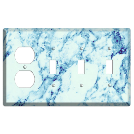 Polar Marble Duplex / 3 Toggle Wallplate