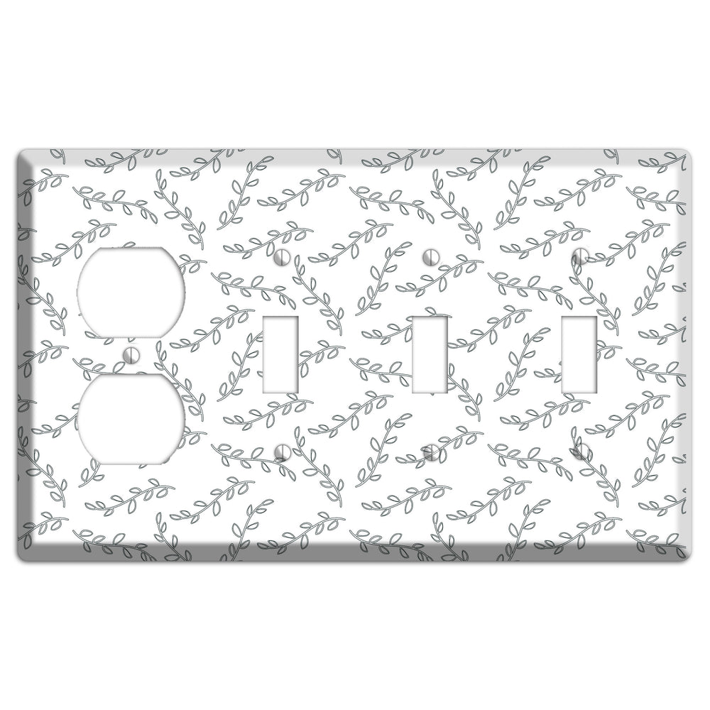 Leaves Style CC Duplex / 3 Toggle Wallplate