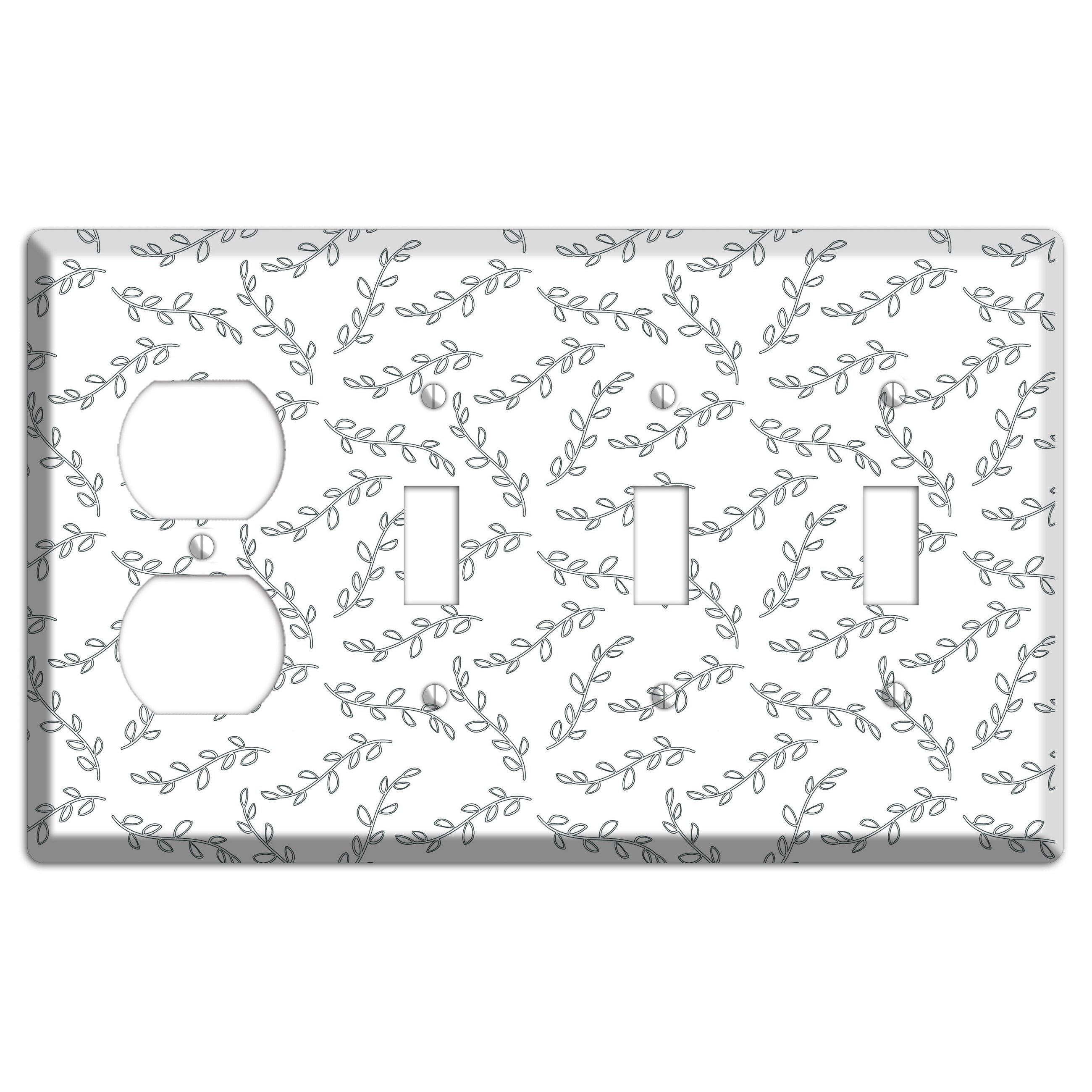 Leaves Style CC Duplex / 3 Toggle Wallplate