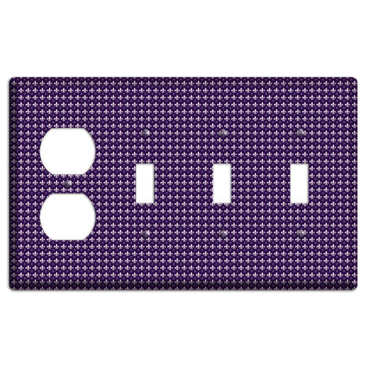 Purple Fleur de Lis Duplex / 3 Toggle Wallplate