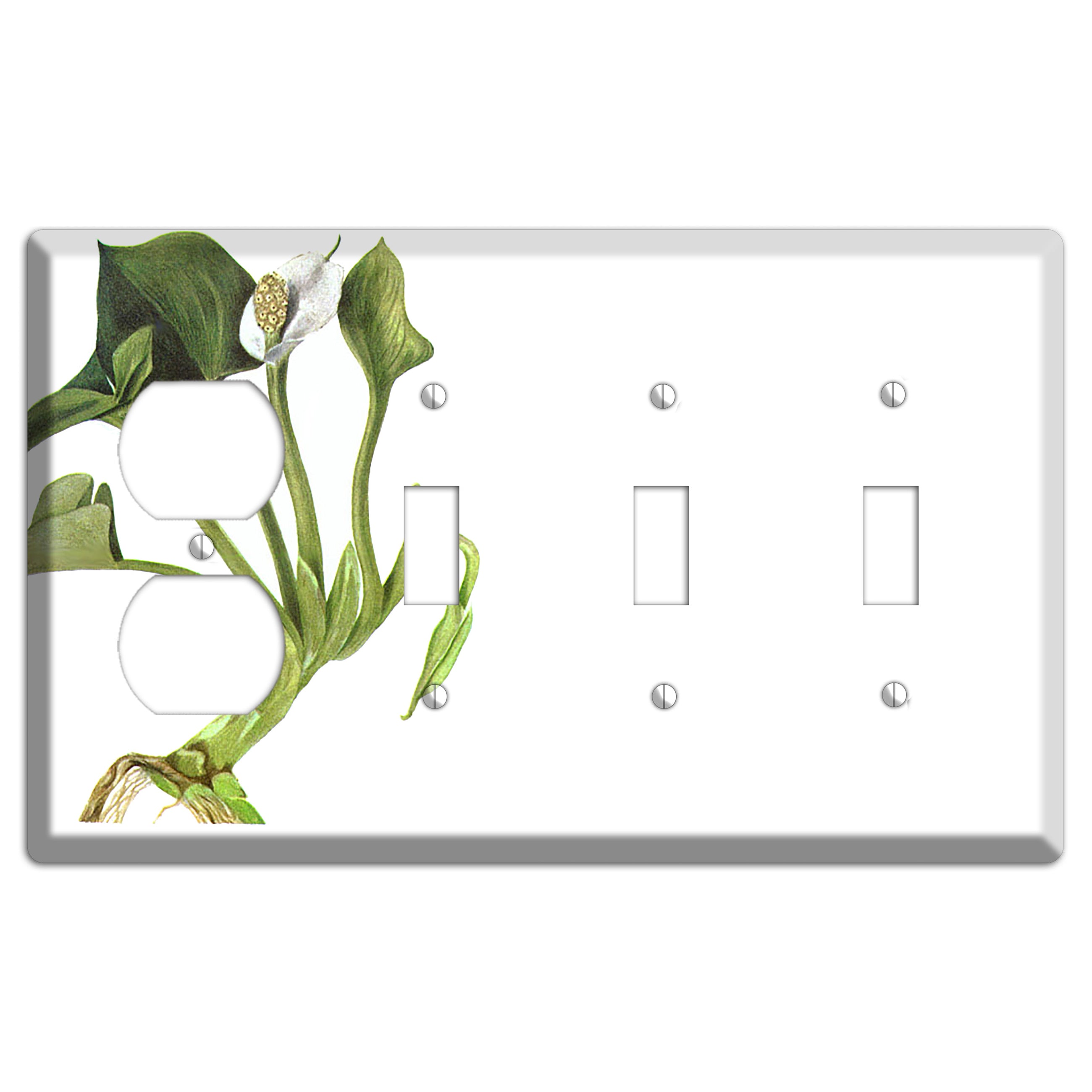 Calla Palustrie Duplex / 3 Toggle Wallplate